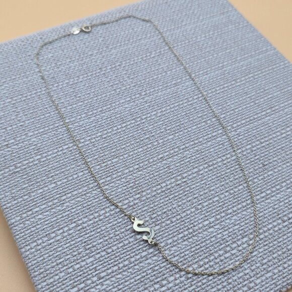 18.5 Inch Gold Over Sterling Silver Letter S Chain Necklace A5995 - Picture 2 of 6